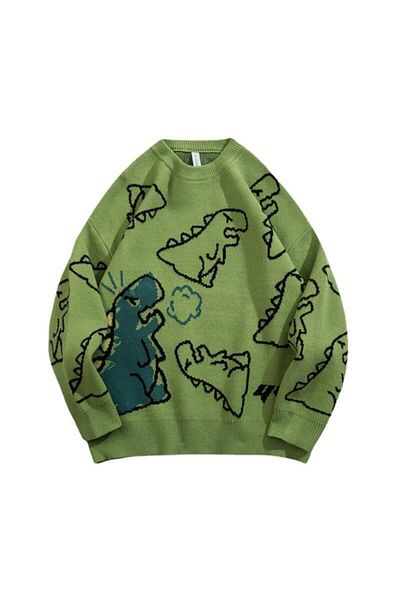 Köstebek Favoriconsept - Πουλόβερ Harajuku Green Dinosarus Oversize