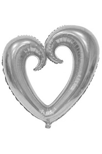 Parti dolabı Silver Gray Hollow Heart Shaped Foil Balloon Flying with Heart Helium
