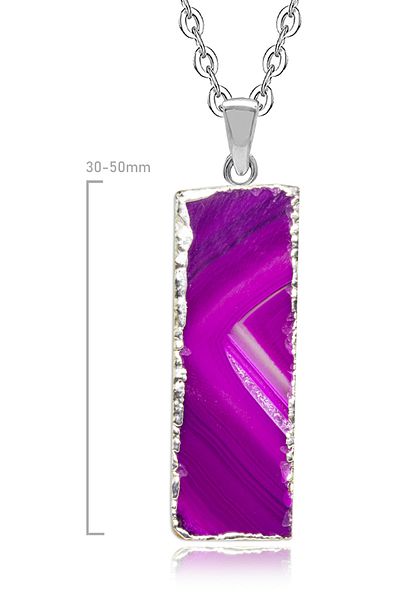 Tesbih Atölyesi Certified Natural Amethyst Stone Plate Natural Stone Necklace