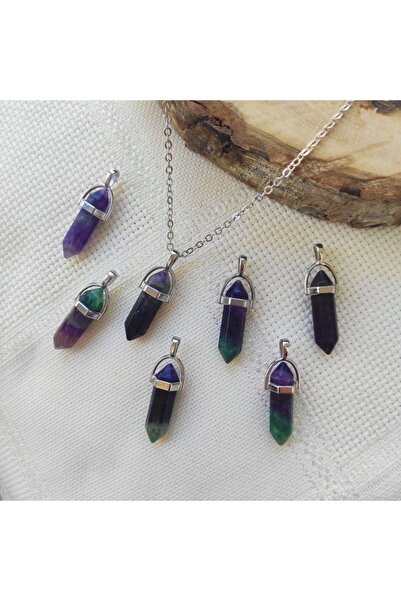 ByKolyeucum قلادة من حجر الفلوريت الأرجواني المقطوع بالأظافر