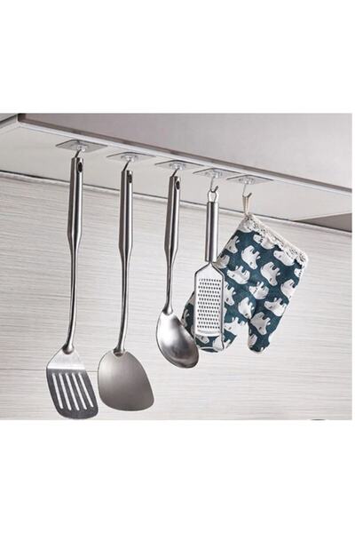 Genel Markalar Yapışkanlı Silikon Demir Kancalı Tekli Askı 10 Adet