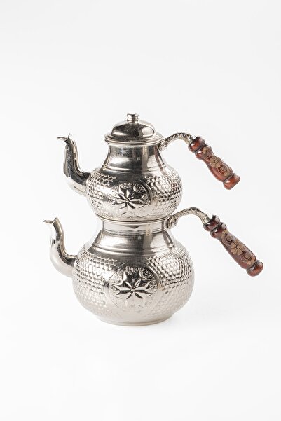 DMT COPPER HOME طقم إبريق شاي نحاسي من Dmt Gaziantep، قاعدة ثقيلة منقوشة يدوي...