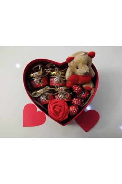 Seğmen Çikolatalı, Güllü, Kalpli, Ayıcıklı Şen Şakrak Hediye Kutusu