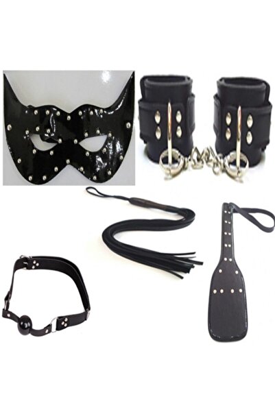 Genel Markalar BDSM Deri Fantezi Maske Siyah +deri Kelepçe +Deri Ağız Topu +D...