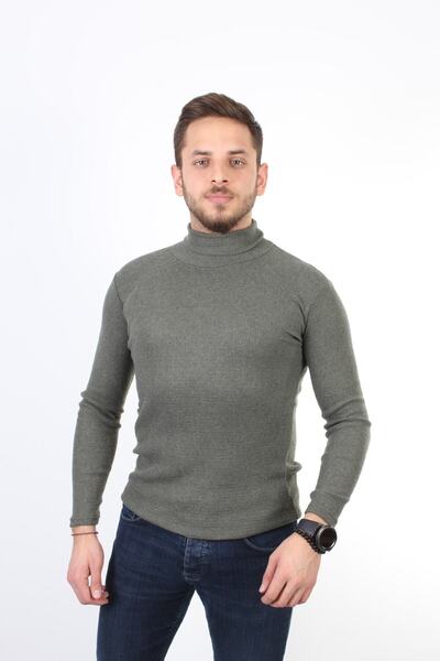 TREND YAŞAR Pulover pentru bărbați, verde deschis, cu gât tricotat, tricotaj