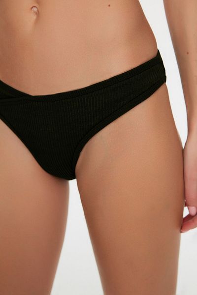 Trendyol Collection Schwarze strukturierte Bikinihose mit V-Ausschnitt TBESS21BA0003