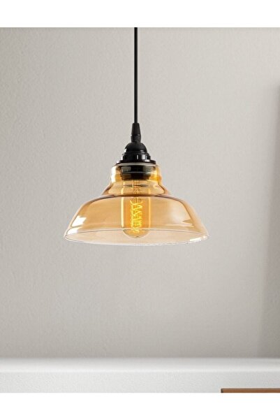 demet habek mylights Retro Rustik Vintage Tekli Bal Camlı Sarkıt Avize En 20 Cm