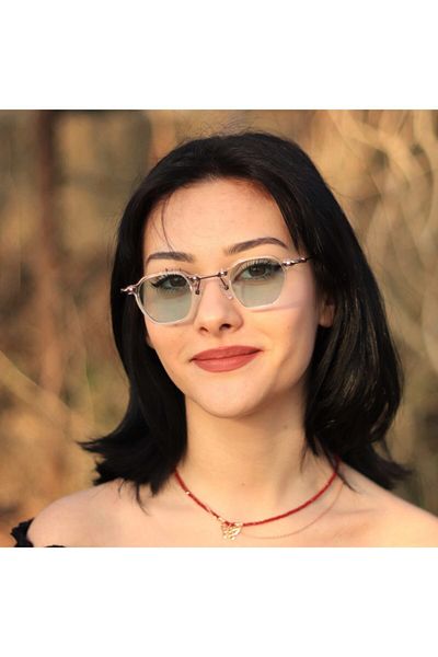 LOOKUP Unisex Sunglasses Transparent Frame Blue Glass