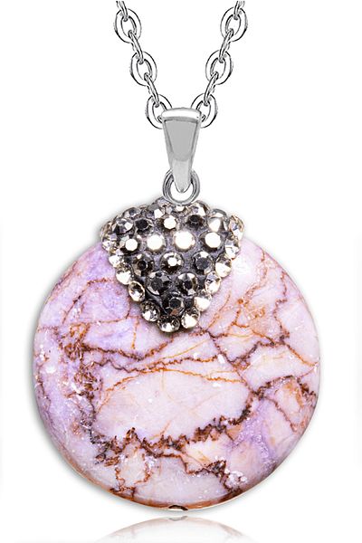 Tesbih Atölyesi Natural Charoite Stone Necklace with Certified Zircon