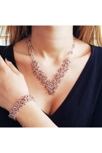 Handmade By HLY مجموعة تصميم حجر كريستال Goldrose مصنوعة يدويًا