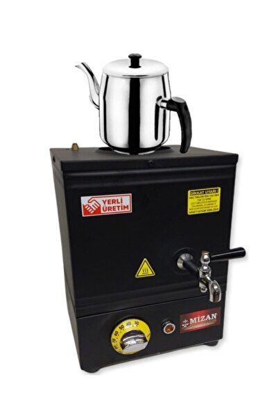 Mizan Tek Demlikli 10 Lt. Pleytsiz Çay Kazanı - Elektrikli Siyah Kahveci Ocağ...