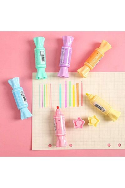 Adil Baba Set of 6 Candy Designed Pastel Markers