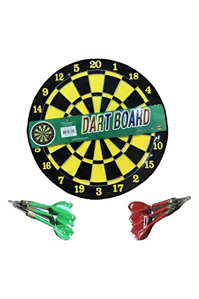 DZC KUZENLER AVM Çift Yönlü İğneli Dart Tahtası 6 Ok Spor Aktivite Oyuncak 23 cm