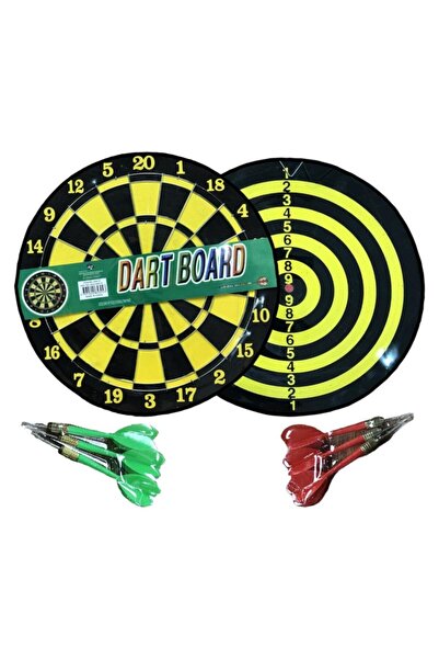 DZC KUZENLER AVM Çift Yönlü İğneli Dart Tahtası 6 Ok Spor Aktivite Oyuncak 23 cm