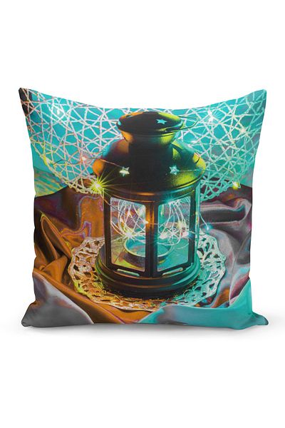 Filamente Ramadan Special Patterned Double Sided Digital Printed Throw Pillow Cover