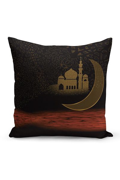 Filamente Ramadan Special Patterned Double Sided Digital Printed Throw Pillow Cover