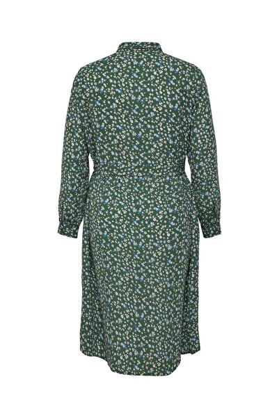 ONLY Φόρεμα Carfernı Ls Calf Shirt Dress Aop με λουλουδάτο στάμπα και ζώνη, μεγάλο μέγεθος