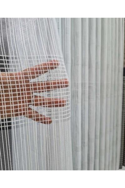 ISSA PERDE Taç Issa Tül Perde Zincir Ip Tarak Çizili 1/3 Sık Pile
