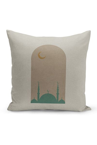 Filamente Ramadan Special Patterned Double Sided Digital Printed Throw Pillow Cover