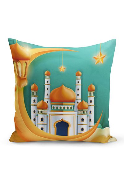 Filamente Ramadan Special Patterned Double Sided Digital Printed Throw Pillow Cover