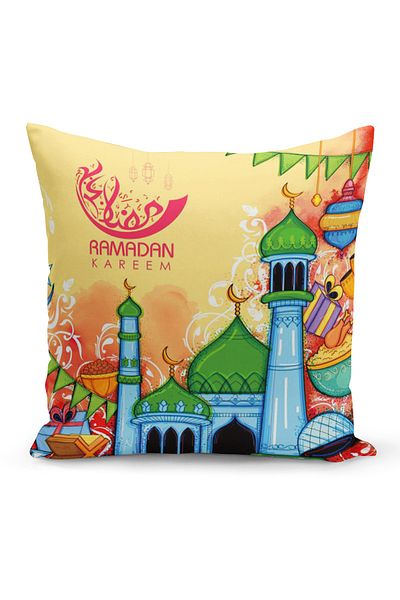 Filamente Ramadan Special Patterned Double Sided Digital Printed Throw Pillow Cover