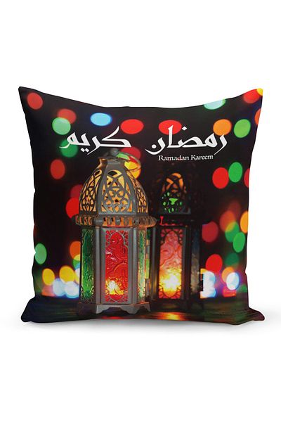 Filamente Ramadan Special Patterned Double Sided Digital Printed Throw Pillow Cover