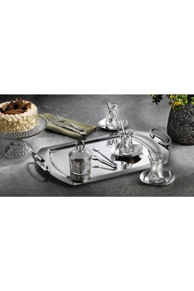 Olca Tiamo Çay Sanatı 40 Parça Amor Gümüş Kaplama Çay Seti