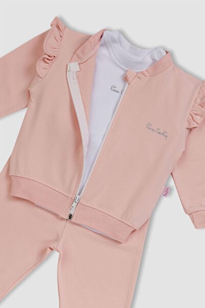 Pierre Cardin Kapşonlu Kız Bebek Takımı %100 Pamuk 302398
