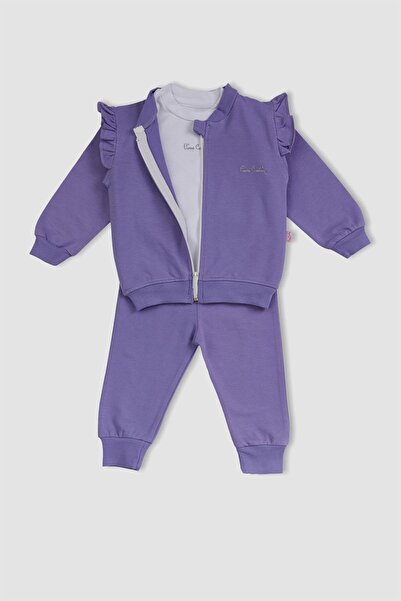 Pierre Cardin Kapşonlu Kız Bebek Takımı %100 Pamuk 302398