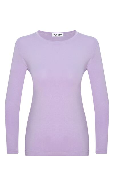 mis-san Toz Lila Bisiklet Yaka Uzun Kol Basic Viscon Badi
