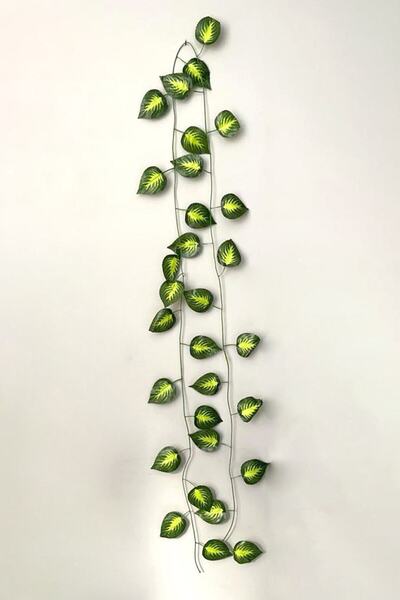 Meran Dekoratif Yapay Sarmaşık Sarı Çizgili Yaprak Yapay Çiçek Dekoru 230cm X...