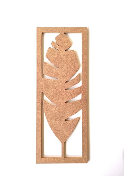 DEKOLOBİ Dekoratif Yaprak Desen Duvar Dekoru / Ham Mdf Boyanabilir Uzun Yaprak