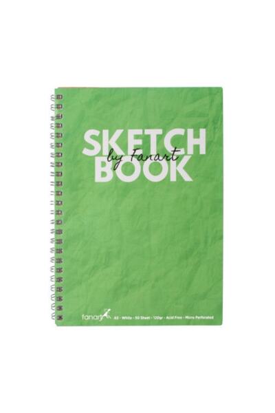 Fanart Sketchbook Spiralli Eskiz Çizim Defteri Yeşil Kapak A5 120 Gr 50 Yp