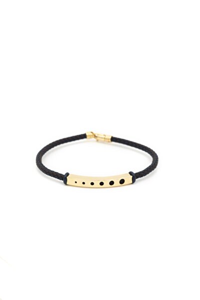 Cenova Kuyumculuk Çift Renk Örme Deri Kordonlu Ve 14 Ayar Altın Erkek Bileklik