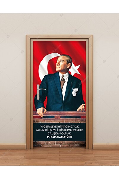 bakposter Mustafa Kemal Atatürk Kapı Giydirme 100x200 Cm - Folyo Sticker La