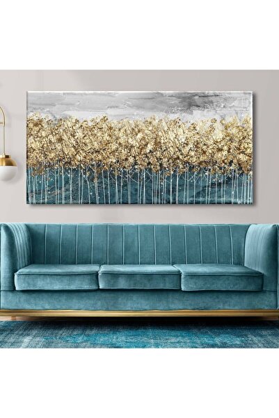 Voovart Modern Soyut Gold Dekoratif Kanvas Tablo - Voov1991