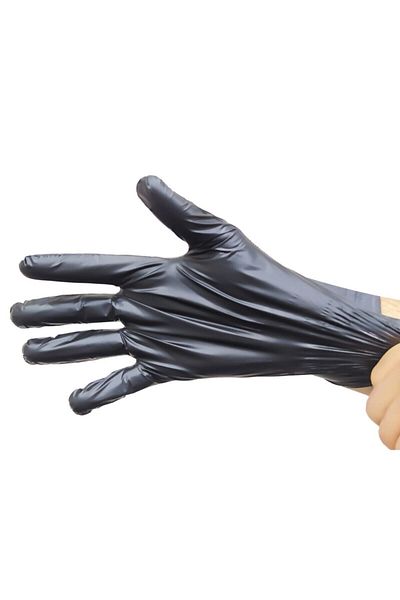 Floraplast Glove L Size Tpe/Pe Powder Free Disposable Black Elastic Gloves 100 Pcs