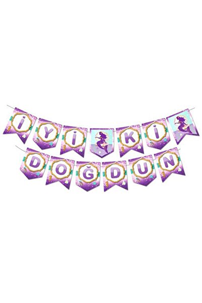 Parti dolabı Mermaid Themed Happy Birthday Banner Lettering Party Decoration