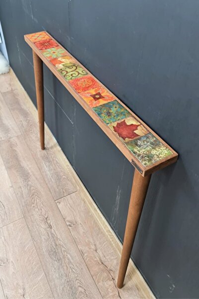 bluecape Hazan 102x12 Cm Doğal Ağaç Çerçeveli Antik Limra Taşlı Dresuar