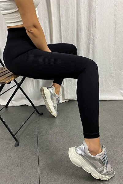 LadyMina Pijama Γυναικείο μαύρο ψηλόμεσο κολάν χωρίς ραφές