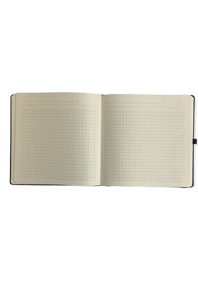 blume Acar Square Thermo Leather Covered 17*17 Cm 224 Pages Checkered Dark Blue Notebook