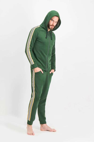 Arnetta Erkek Zeytin Yeşili Basic Rap Kapüşonlu Eşofman Takımı