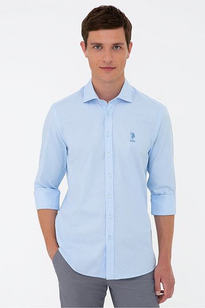 U.S. Polo Assn. Μπλε ανδρικό πουκάμισο