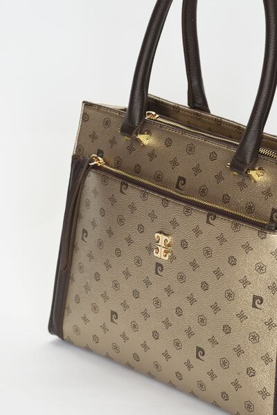 Pierre Cardin Goldfarbene Damen-Umhängetasche mit Monogramm 05PO22Y1531