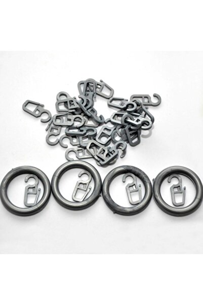 ARHEDİYELİK Rustik Perde Halkası Ve Klips Gümüş Rengi- 10 Adet