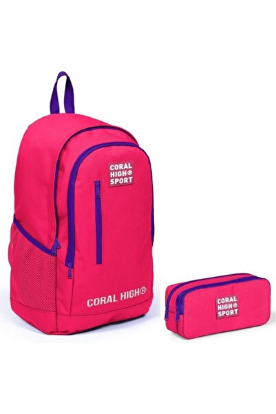 Coral High Sport Neon Mercan Okul Çantası Ve Kalemlik Seti - Ortaokul Ve Lise