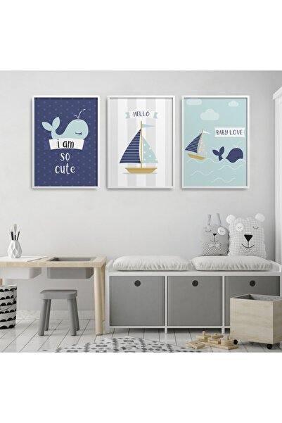 HOMEPACK Set de pictură din 3 piese pentru cameră pentru copii cu cadru lamin...