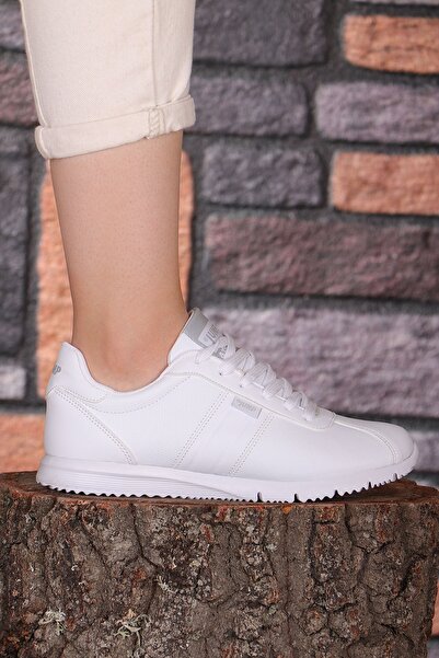 Jump White - 22211 Lace-up Anatomical Sole Women's Sports Shoes