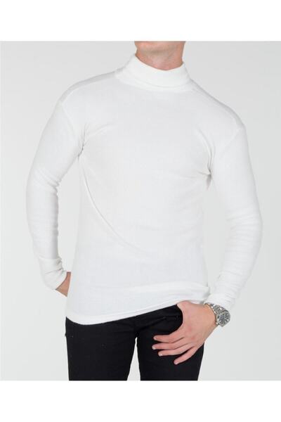TREND YAŞAR Trend Men's White Turtleneck Knitwear Sweater