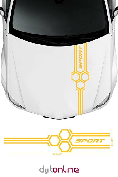 Dijitonline Sport Petek Kaput Oto Sticker - Araba Sticker 120 X 26 Cm
